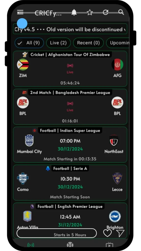 Cricfy tv app