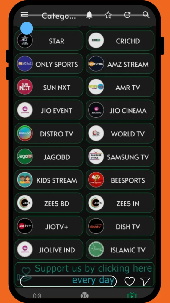 Channels Of CricFy TV APK